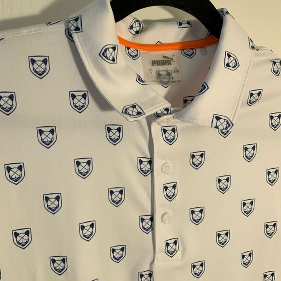 Puma X Skull EUC white/navy blue polo shirt Size Small - Picture 2 of 6